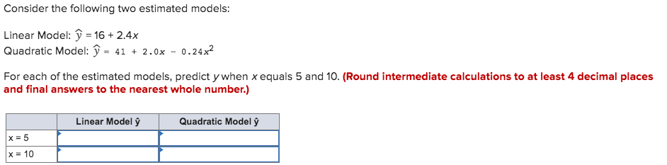 Solved Consider the following two estimated models Linear | Chegg.com