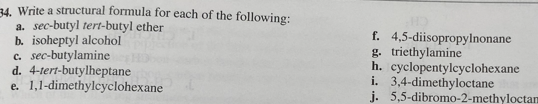 Solved 4. Write a structural formula for each of the | Chegg.com