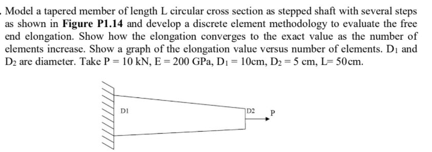 Solved Model A Tapered Member Of Length L Circular Cross | Chegg.com