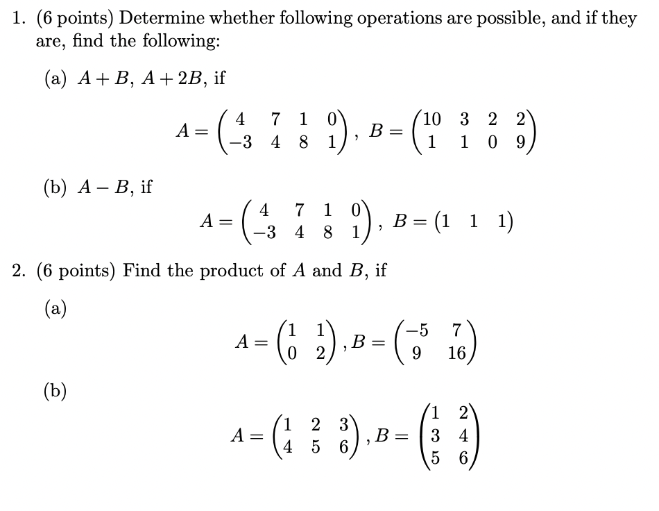 Solved 1. (6 Points) Determine Whether Following Operations | Chegg.com