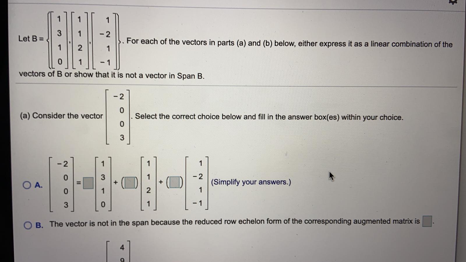 Solved - 2 Let B = For Each Of The Vectors In Parts (a) And | Chegg.com