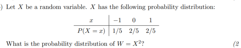 Solved C ) Let X be a random variable. X has the following | Chegg.com