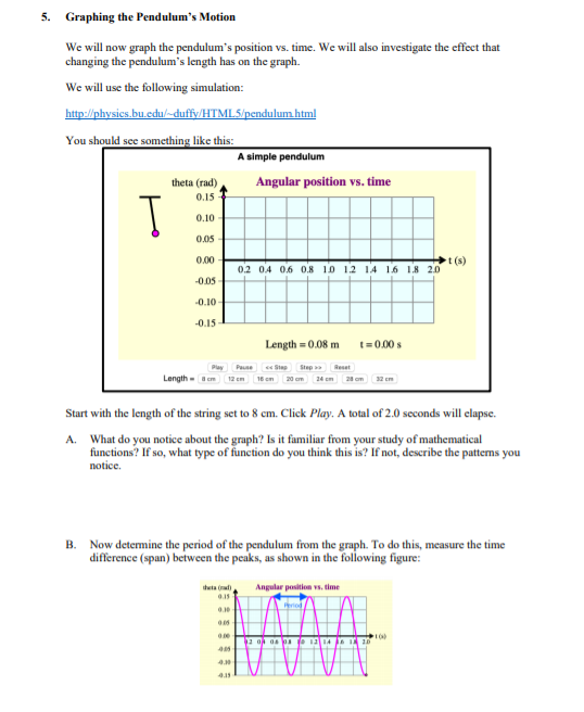 Solved 5. Graphing the Pendulum's Motion We will now graph | Chegg.com