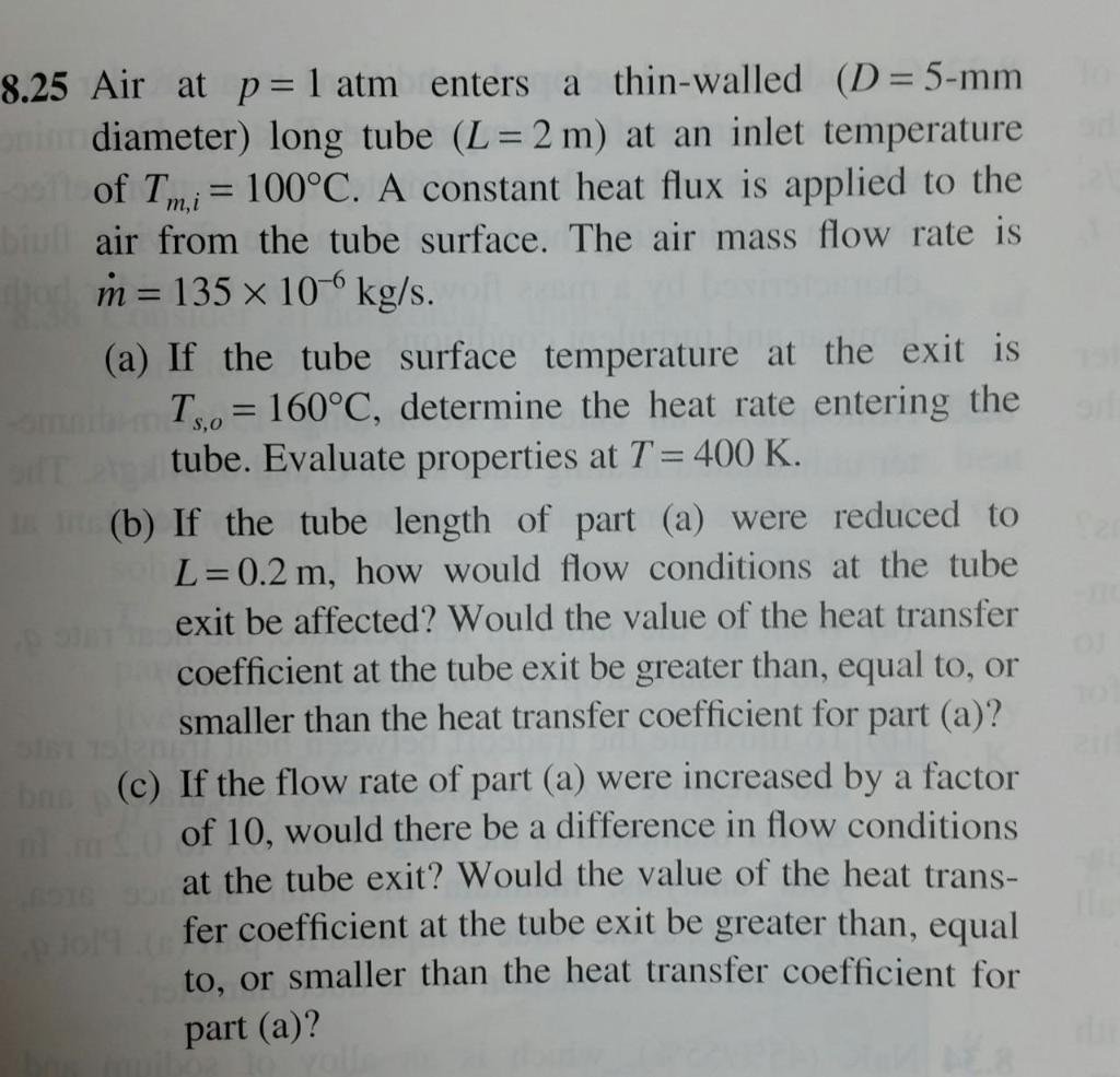 Solved son of Tmi - 8.25 Air at p= 1 atm enters a | Chegg.com