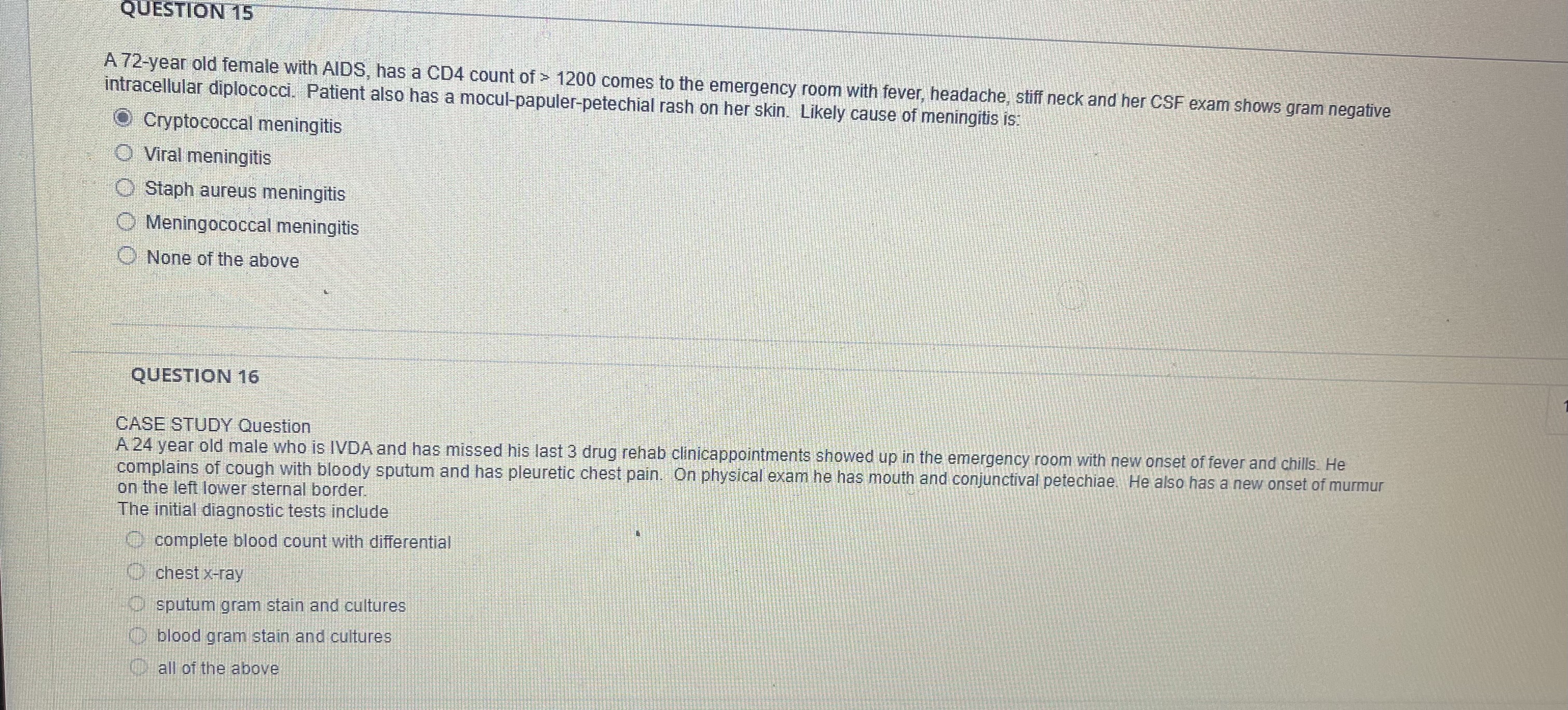 Solved QUESTION 15A 72-year old female with AIDS, has a CD4 | Chegg.com