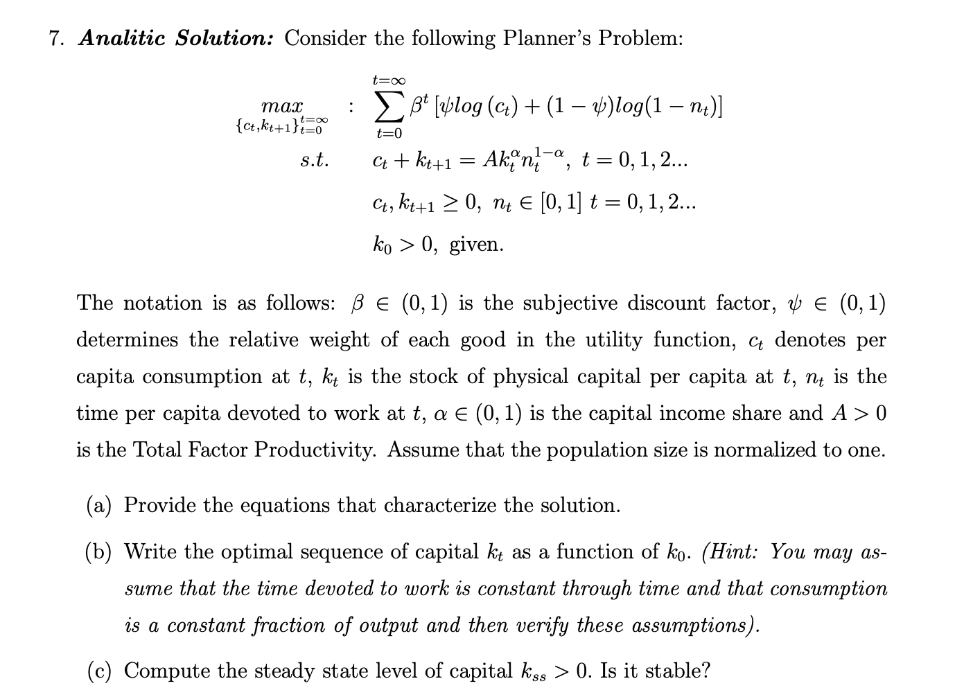 Solved 7 Analitic Solution Consider The Following Chegg