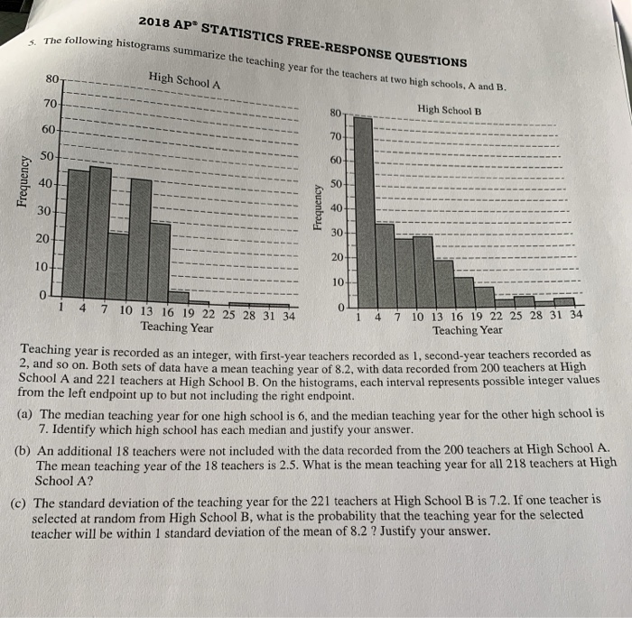 Solved 2018 Ap Statistics Free Response Questions The Chegg Solved 2018 Ap Statistics Free Response Questions The Chegg