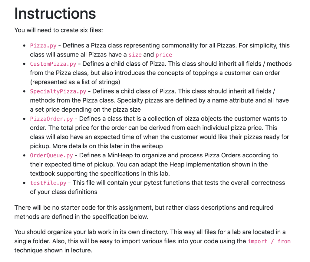 Solved Instructions You will need to create six files: • | Chegg.com