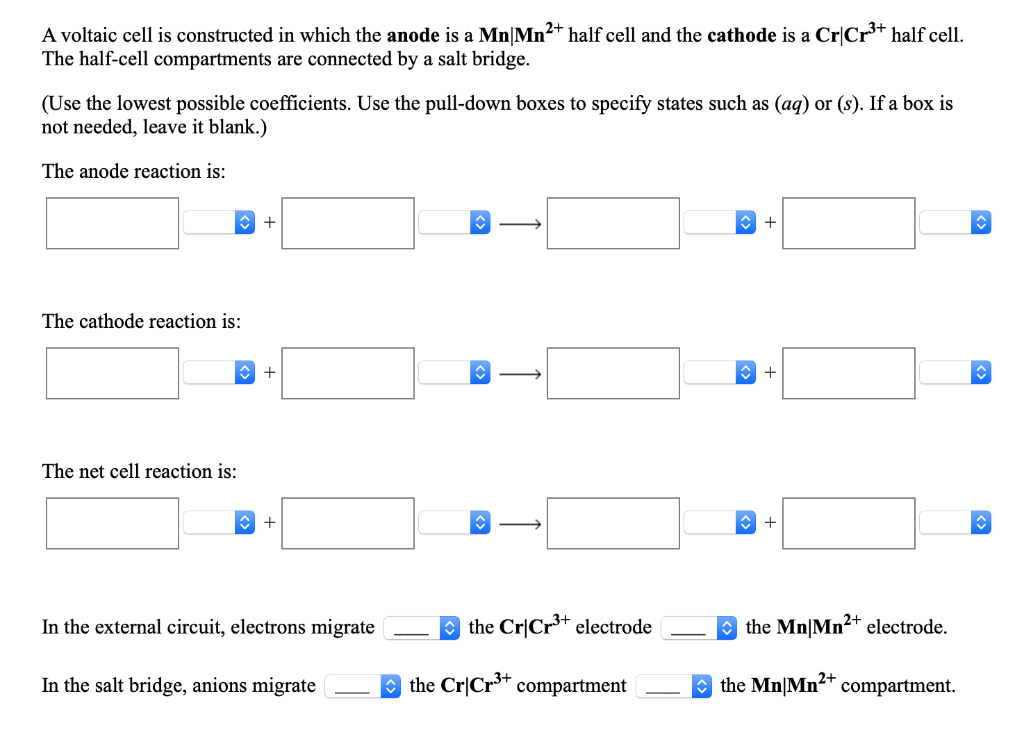 Solved A voltaic cell is constructed in which the anode is a | Chegg.com