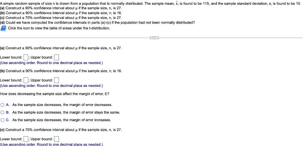 Solved A simple random sample of size n is drawn from a | Chegg.com