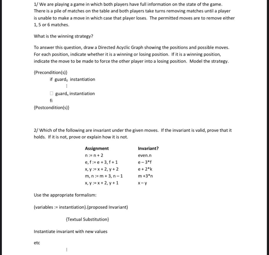 Solved 1/ We are playing a game in which both players have | Chegg.com