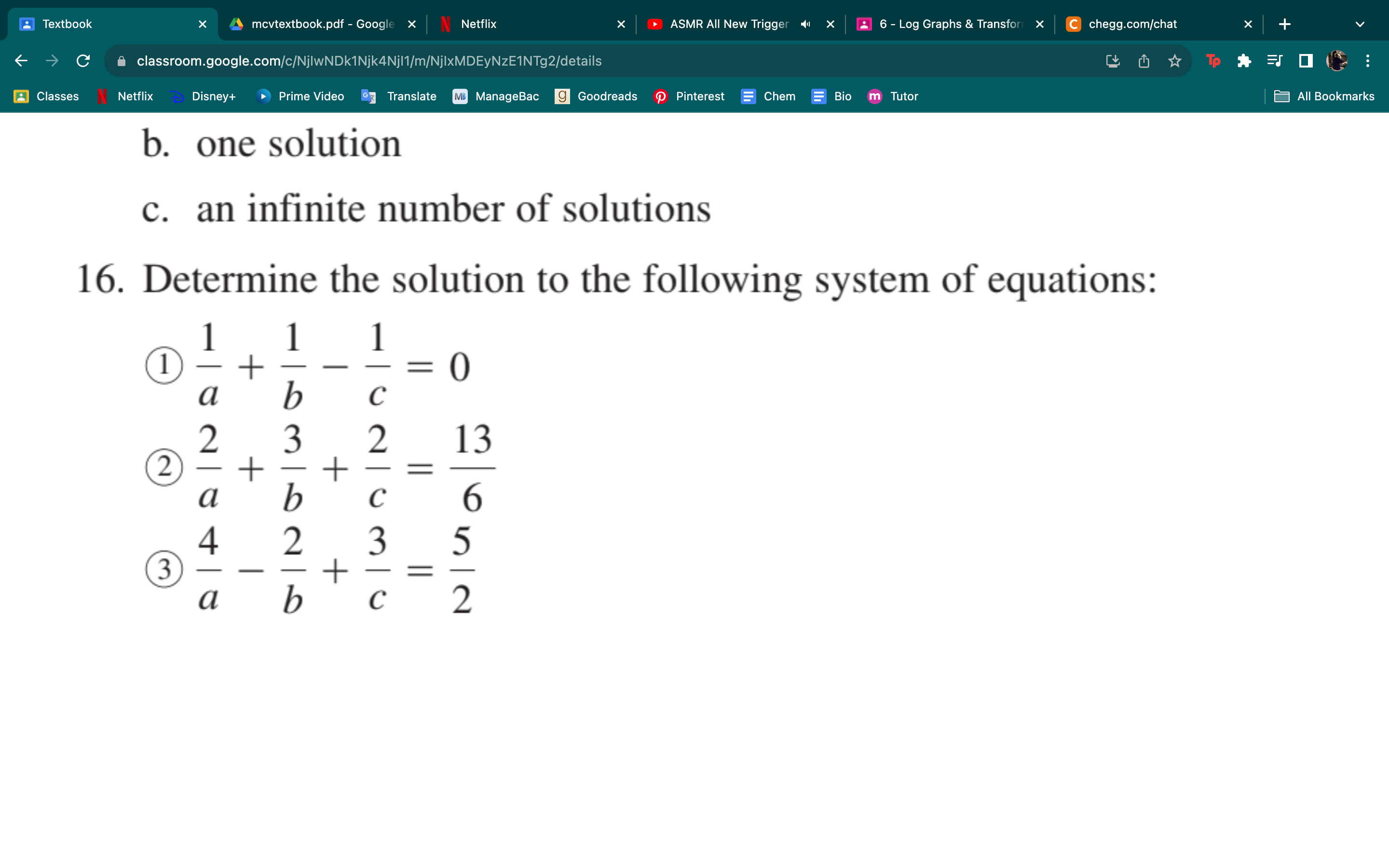 Solved Determine The Solution To The Following System Of | Chegg.com