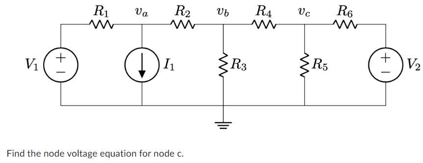 Solved Find the node voltage equation for node c. | Chegg.com