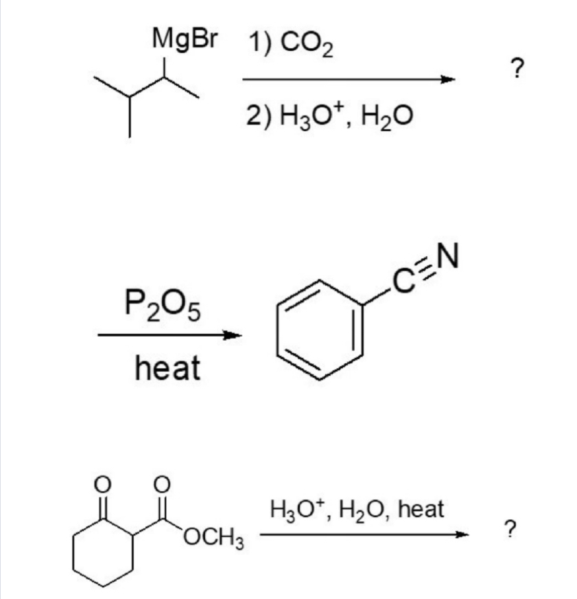 Solved MgBr 1) CO2 ? 2) H307, H20 P205 CEN heat 위 H30*, H2O, | Chegg.com