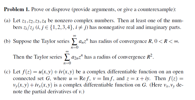 Solved Problem 1 Prove Or Disprove Provide Arguments O Chegg Com
