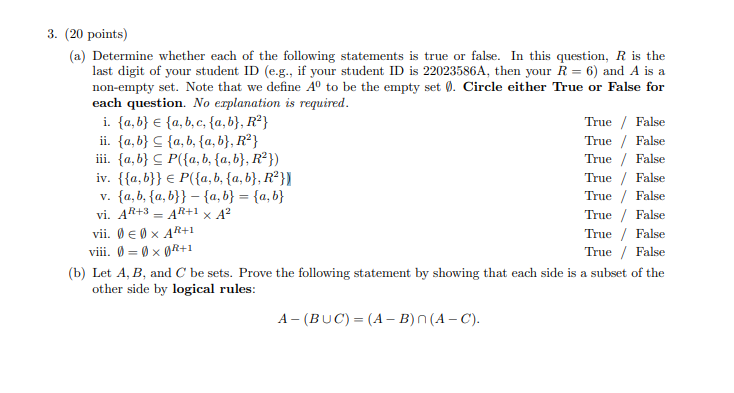 Solved Questions – 3 (20 points) a) You have the following