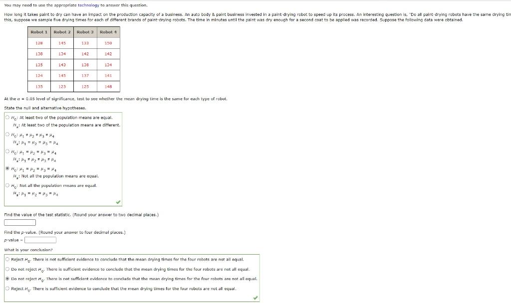 Solved At the a=0.05 level of significance, test to see | Chegg.com