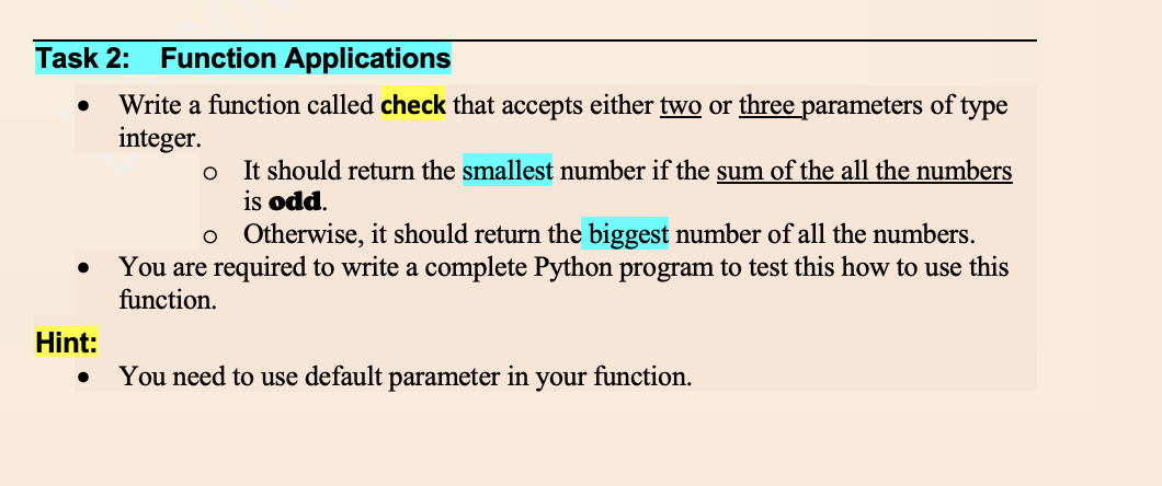 Solved Task 2: Function Applications Write a function called | Chegg.com