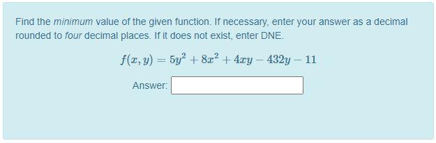 Solved Find the minimum value of the given function. If | Chegg.com