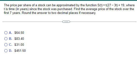 Solved The price per share of a stock can be approximated by | Chegg.com