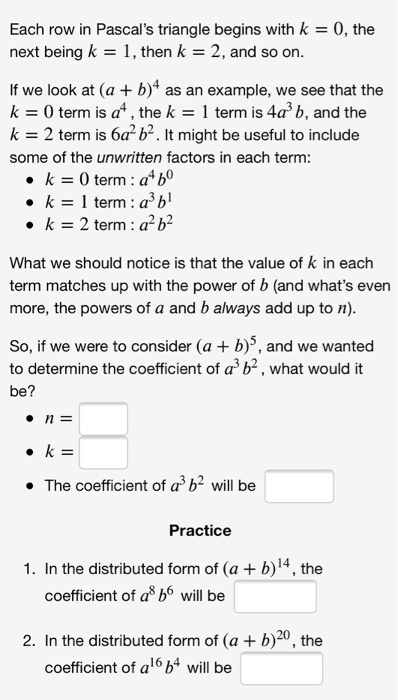 Solved Each row in Pascal's triangle begins with k = 0, the | Chegg.com