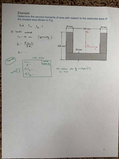 Solved Example: Determine the second moments of area with | Chegg.com