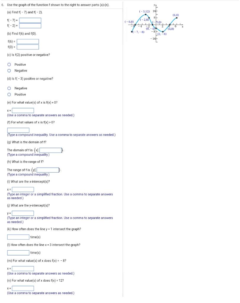 Solved Use the graph of the function f shown to the right to | Chegg.com