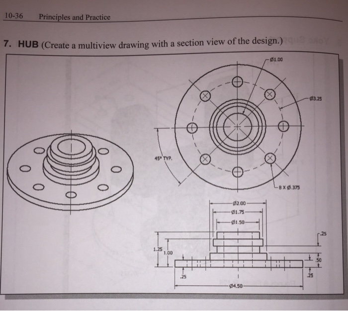 Solved Help on engineering graphic design (Autocad). The | Chegg.com