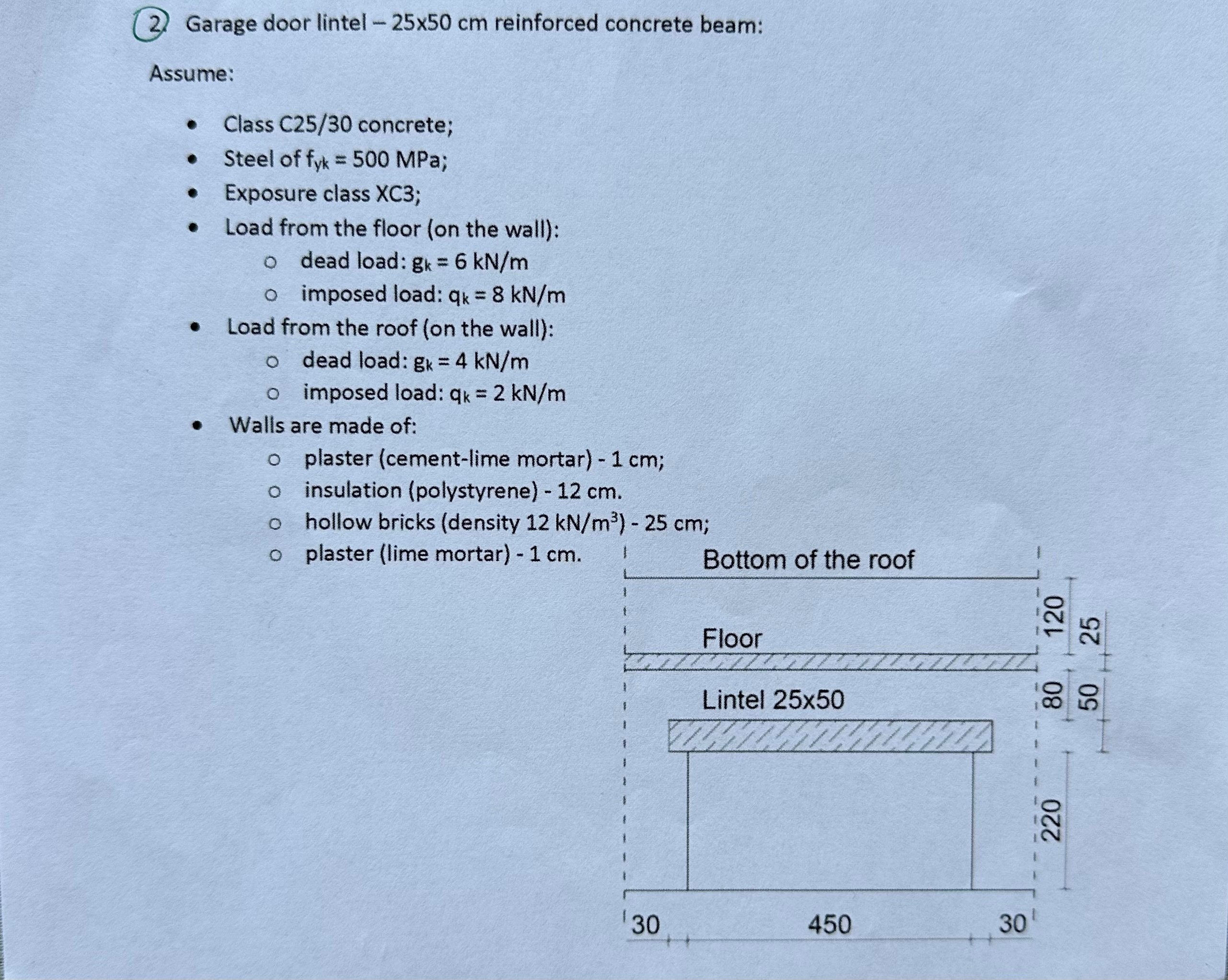 ssume Class C25/30 concrete; Steel of