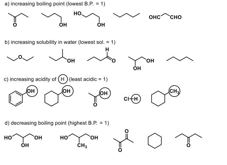 Solved a) increasing boiling point (lowest B.P. = 1) Но, OHC | Chegg.com