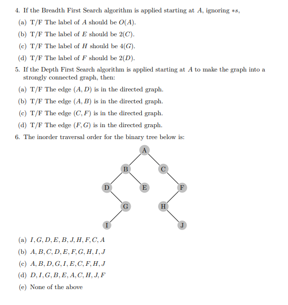 Solved 4 If The Breadth First Search Algorithm Is Applie Chegg Com