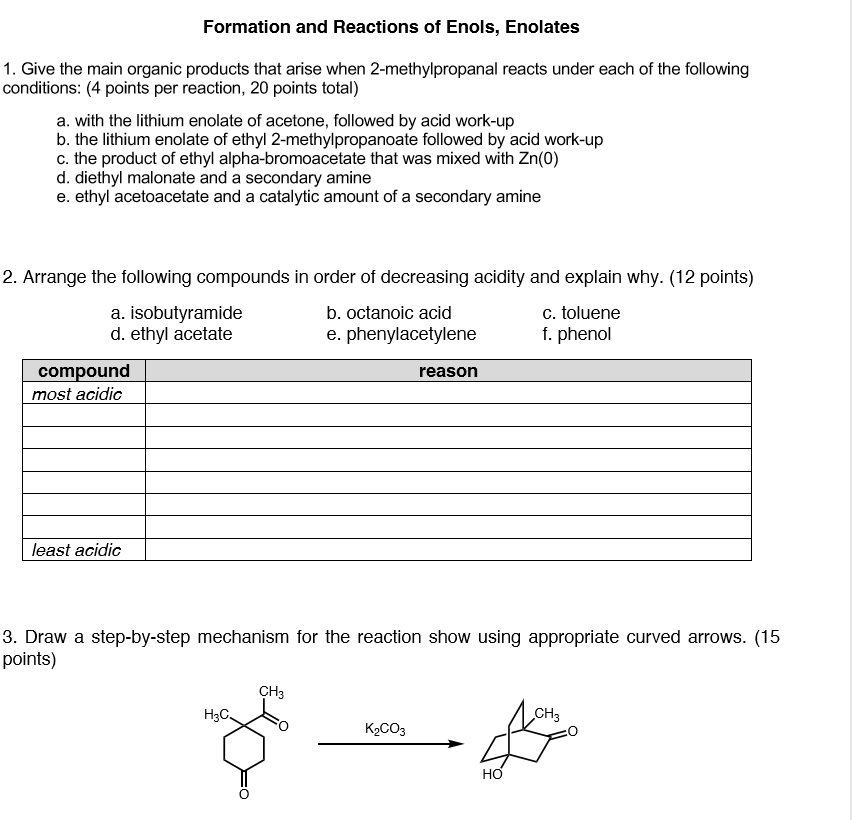 Solved Formation And Reactions Of Enols, Enolates 1. Give | Chegg.com