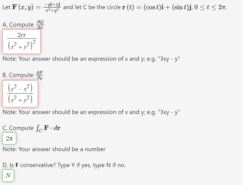 Solved Let F X Y X2 Y2−yi˙ Xj And Let C Be The Circle