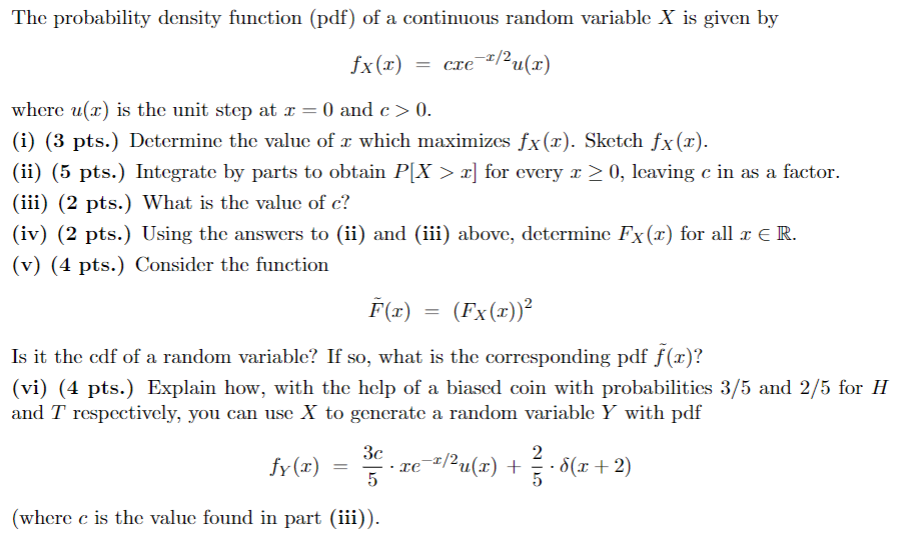 Solved The Probability Density Function (pdf) Of A | Chegg.com