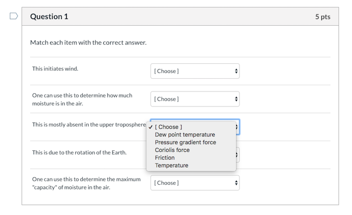 Solved Question 1 Match each item with the correct | Chegg.com
