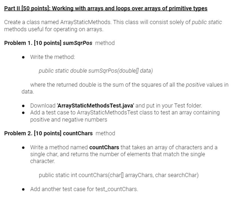 Solved Part II (50 points]: Working with arrays and loops | Chegg.com