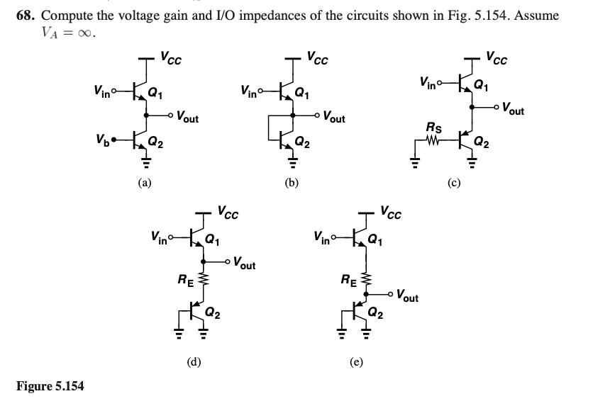 Solved 68. Compute the voltage gain and I/O impedances of | Chegg.com