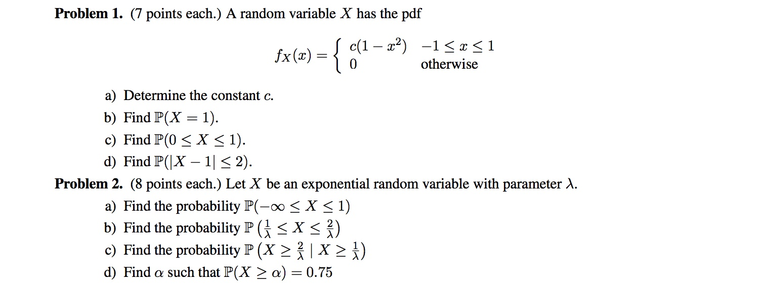 Solved Problem 1. (7 points each.) A random variable X has | Chegg.com
