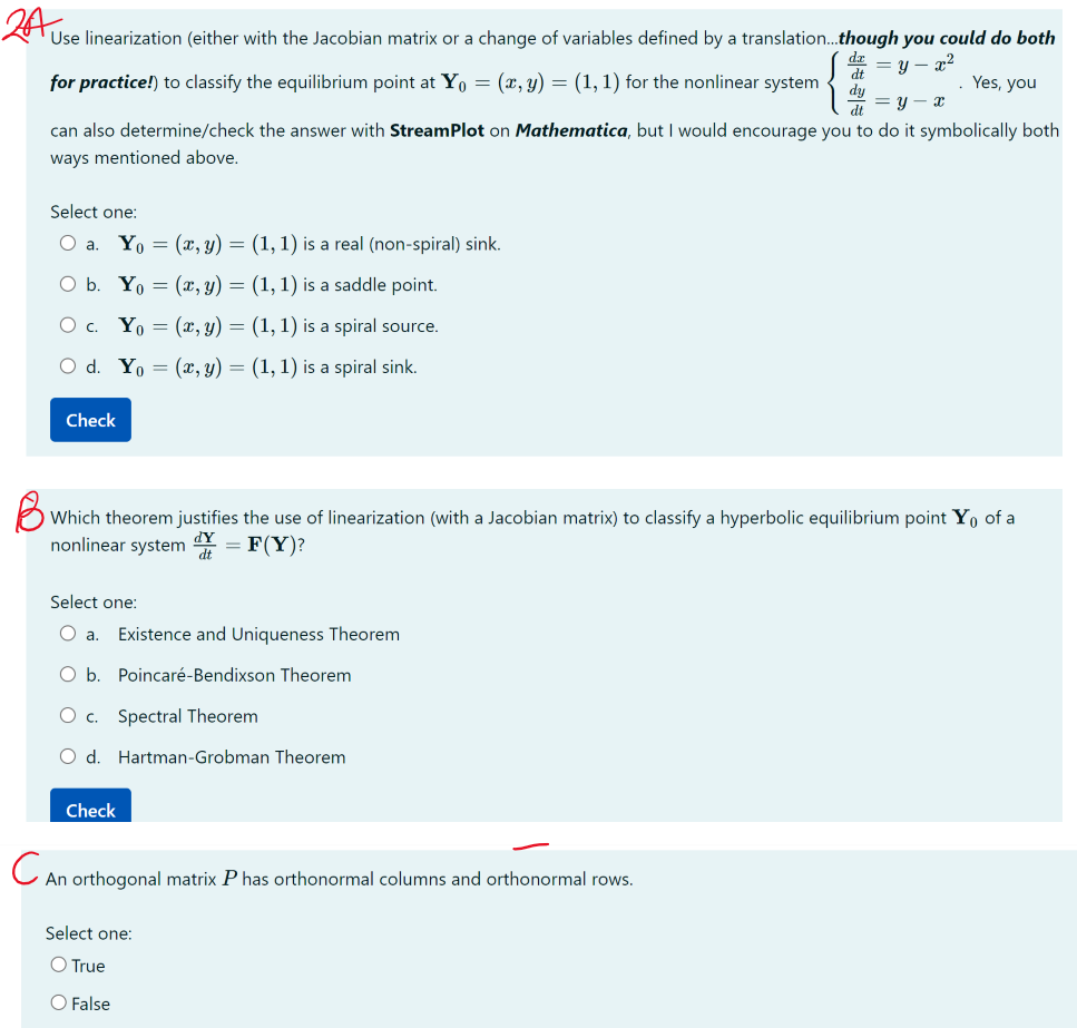 Solved Use linearization (either with the Jacobian matrix or | Chegg.com