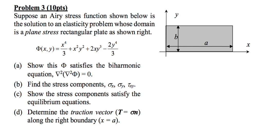 Solved Problem 3 (10pts) Suppose An Airy Stress Function | Chegg.com