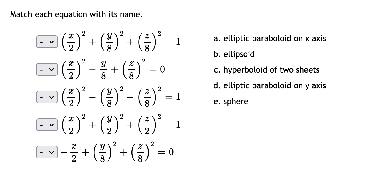 Solved Match each equation with its name. + a. elliptic | Chegg.com