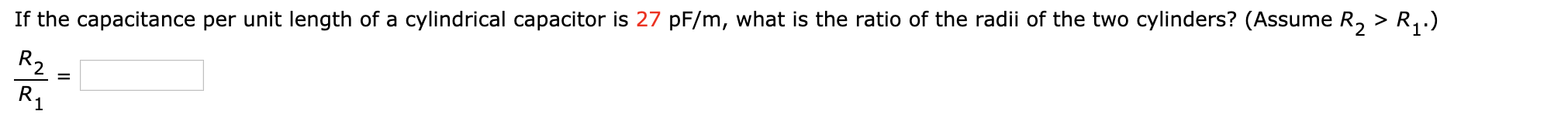 Solved If the capacitance per unit length of a cylindrical | Chegg.com
