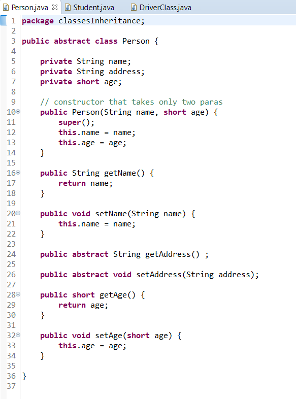 Solved Person.java X J Student.java J DriverClass.java | Chegg.com