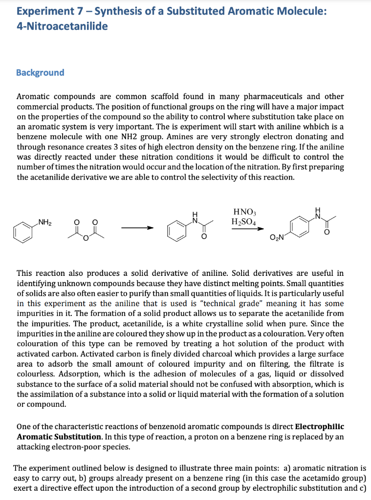 Solved Experiment 7 - Synthesis Of A Substituted Aromatic | Chegg.com