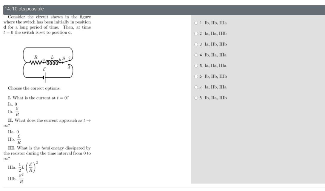 Solved 14. 10 pts possible Consider the circuit shown in the | Chegg.com