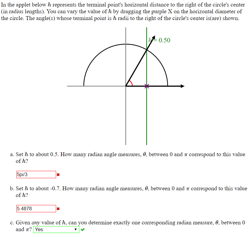 Solved In the applet below h represents the terminal point's | Chegg.com