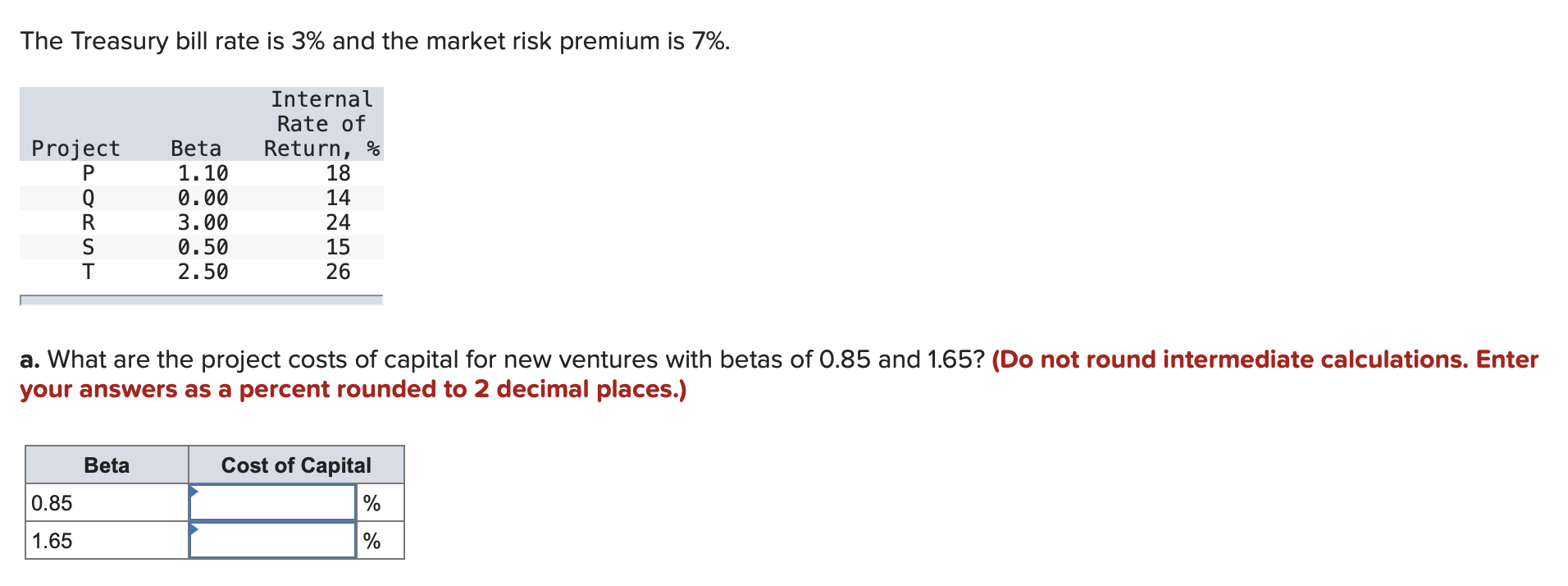 Solved The Treasury bill rate is 3% and the market risk | Chegg.com