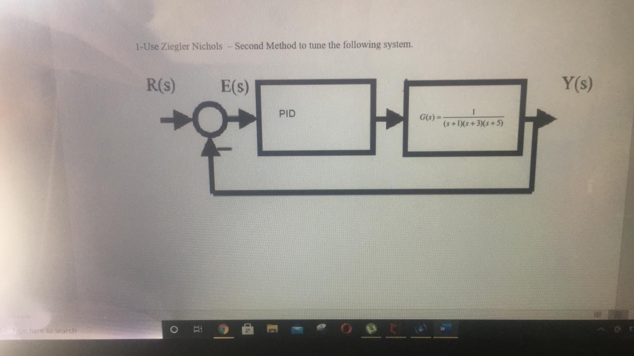 Solved 1-Use Ziegler Nichols - Second Method to tune the | Chegg.com