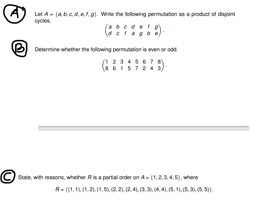 Solved Let A={a,b,c,d,e,f,g}. Write The Following | Chegg.com