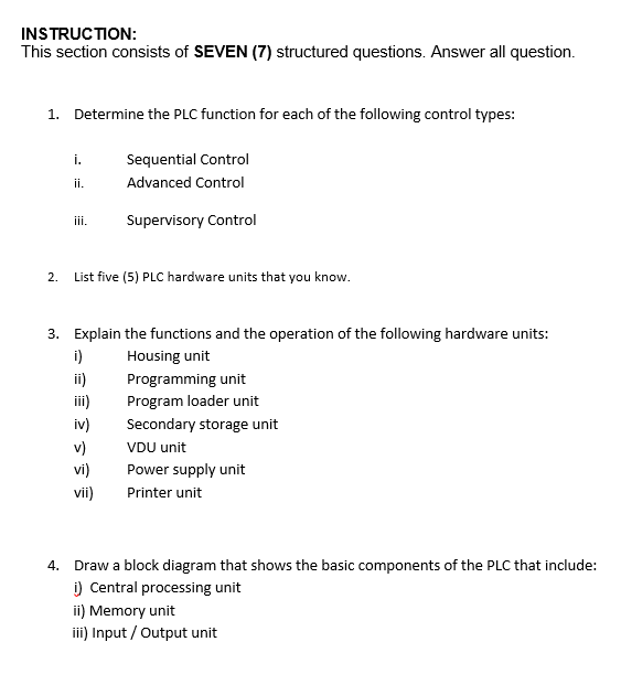 Solved INSTRUCTION: This section consists of SEVEN (7) | Chegg.com